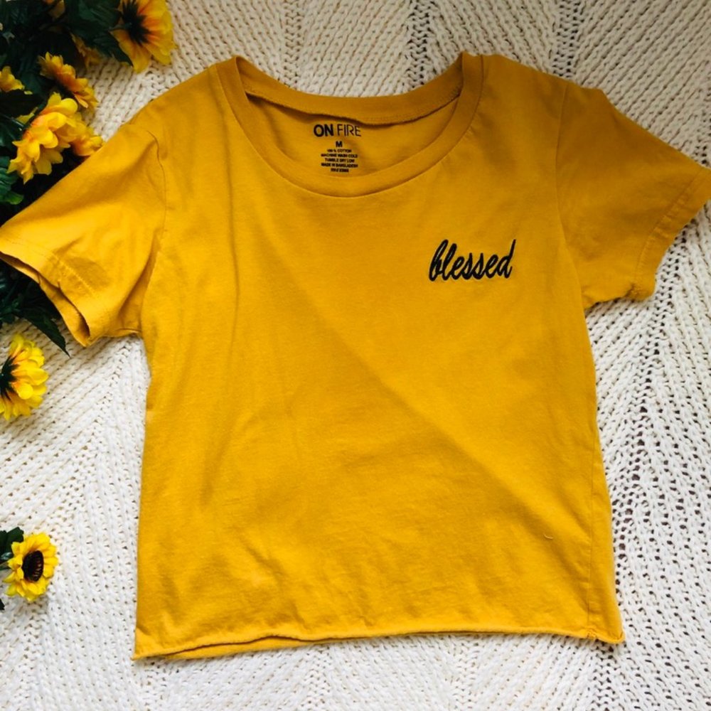 Yellow Embroidered Crop Top